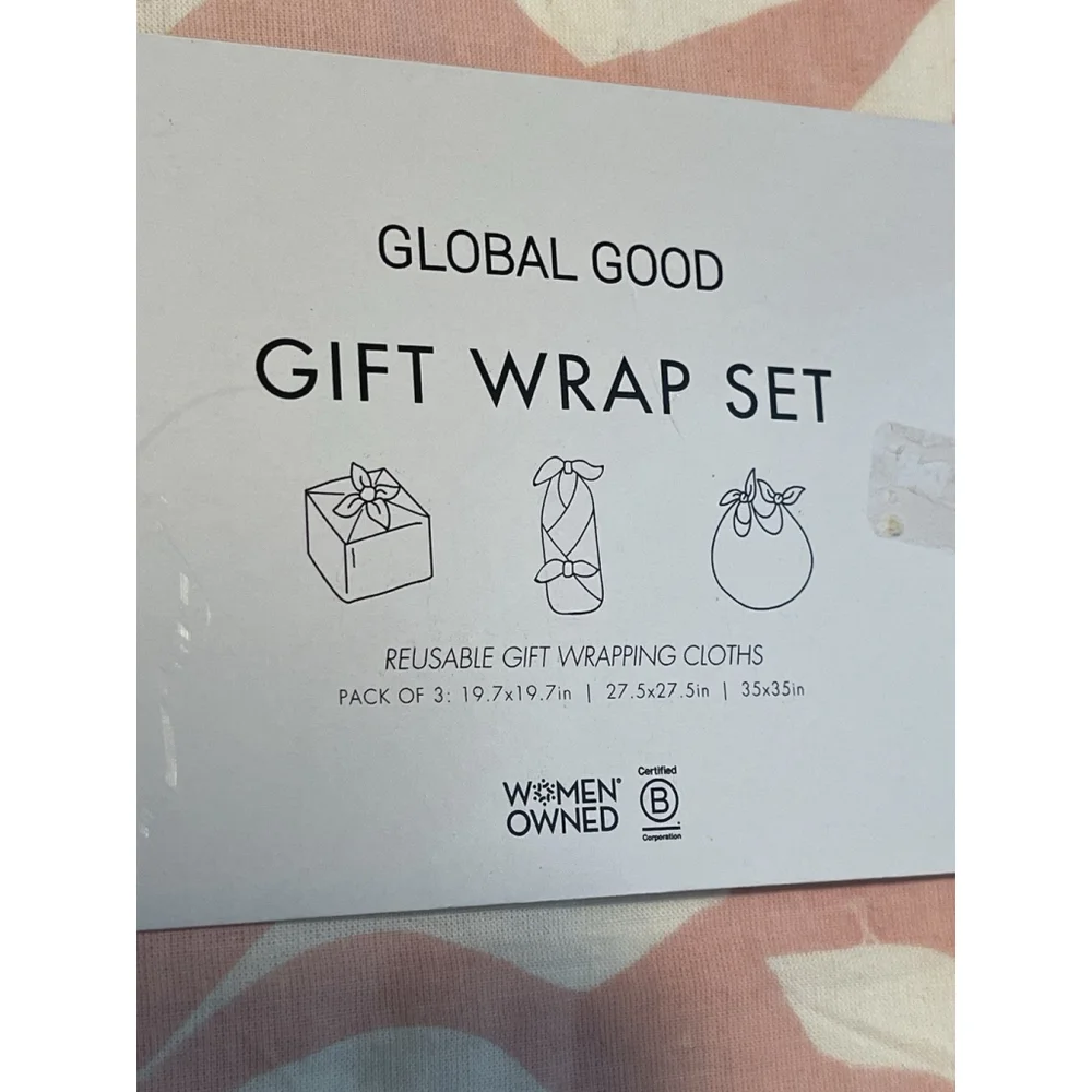 Global Good Gift Wrap Set Of 3 Reusable Cloth Multicolor